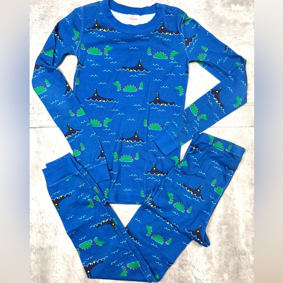 NEW! Hanna Andersson Kids Pajamas US 12 Blue Sea Monster Print – Organic Cotton - Picture 1 of 3